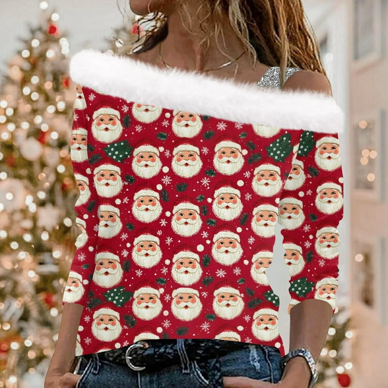 Cold shoulder xmas tops hotsell