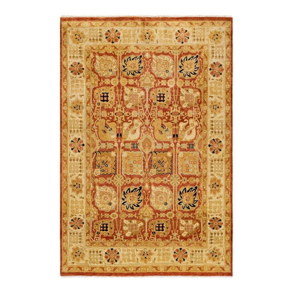 Ottoman, One-of-a-Kind Hand-Knotted Area Rug - Red, 4' 7" x 5' 10"