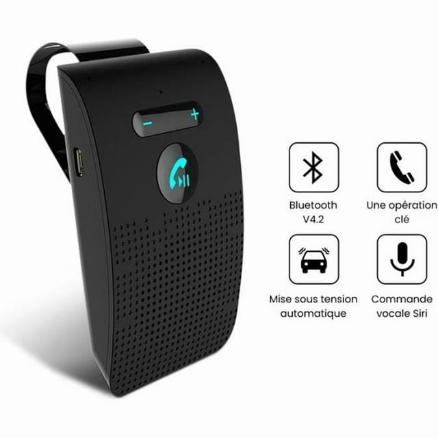 PIMPIMSKY Kit Mains Libres Bluetooth pour Voiture avec Visière Solaire - Support Siri - Reconnexion Automatique