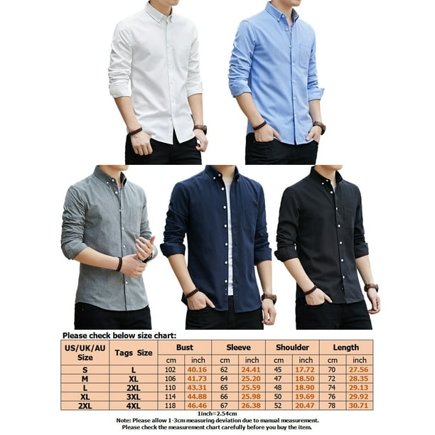 MAWCLOS Mens Plain Long Sleeve Tops Party Button Shirts Navy Blue 2XL