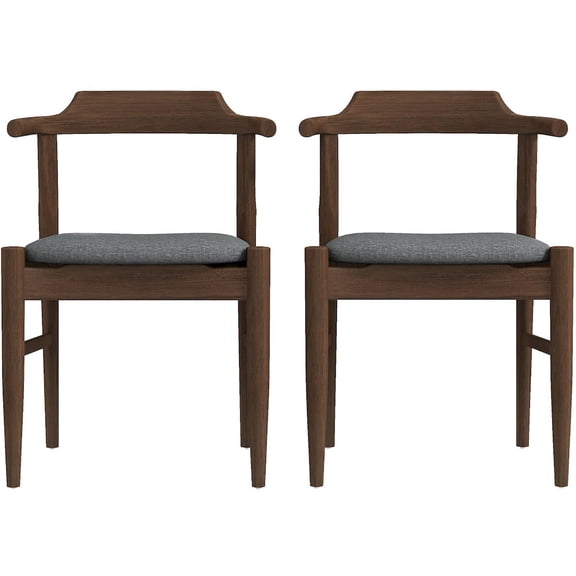 Kathy Mid-Century Modern Gray Fabric Dining Chair (Set of 2)