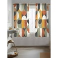 thumbnail image 3 of Orange Modern Geometric,Curtains 63 Inch Length,Sheer Curtains for Bedroom Living Room Window Abstract Watercolor Semicircle Rod Pocket Drapes Kitchen Curtains Small Half Window 42"x63" 2 Panels, 3 of 7