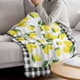 thumbnail image 3 of Yellow Lemon Blanket Soft Cozy Warm Throw Blanket for Couch, Plush Fuzzy Flannel Fleece Blankets for Sofa, Summer Botanical Black Plaid Farmhouse Bed Blankets Lightweight Gifts for Women, 40"x50", 3 of 9