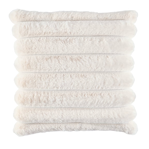 Better Homes & Gardens Vanilla Dream Faux Fur Channel-Textured Throw Pillow, 22" x 22"
