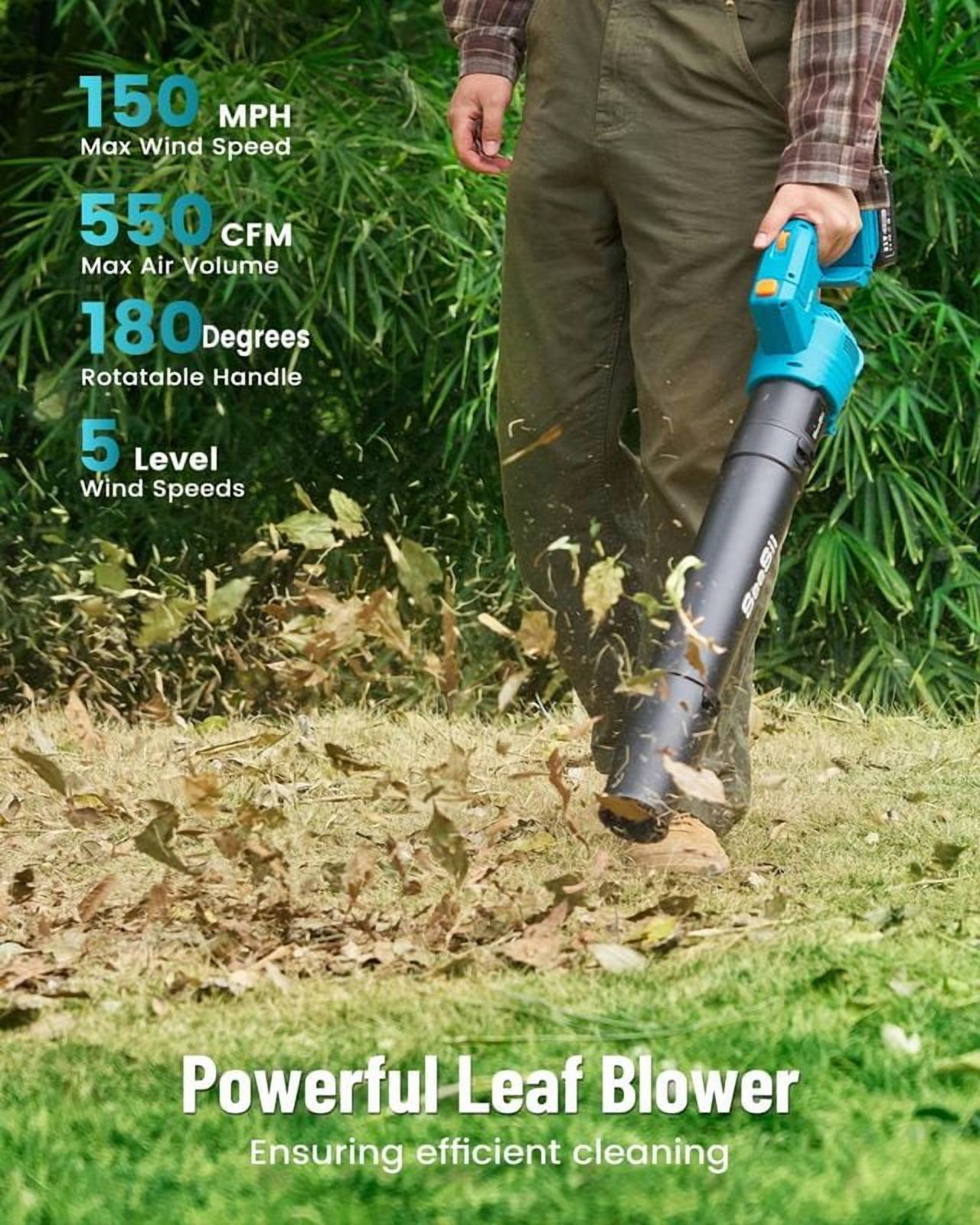 SEESII 3 in 1 Cordless Weed Wacker Grass Eater Electric String Trimmer and Leaf Blower Vacuums Combo Kit 5-Speed for Yard Lawn