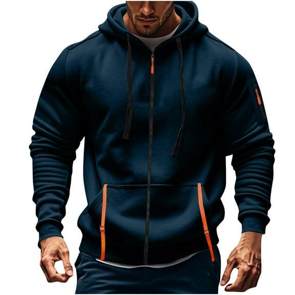 CONFREE Men's Hoodie Solid Color Hoodies For Men Zipper Up Long Sleeve Casual Pullover Hooded Sweatshirts With Pockets