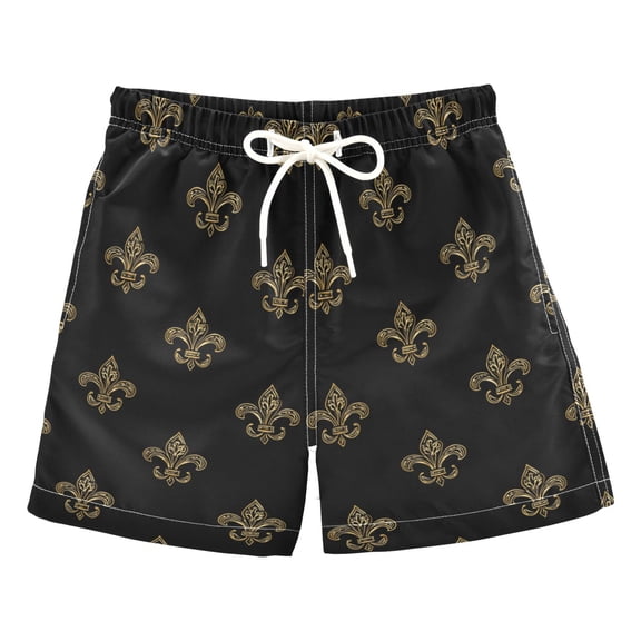 Gold Mardi-gras Flower Pattern Swim Trunks Board Shorts Beach Pants Bathing Bottoms 2T