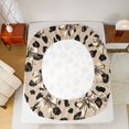 thumbnail image 4 of Manfei Cartoon Cute Bow Fitted Sheet Full,Brown Leopard Print Bed Set,3pcs,1 Fitted Sheet and 2 Pillowcases, 4 of 6