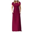 thumbnail image 1 of EIMELI Femmes Robe Décontractée Femmes O Cou Poches Décontractées Robe de Sol Manches Courtes Robe de Soirée en Vrac Vêtements Femmes L Beige, 1 of 7