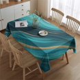 thumbnail image 2 of Teal Marble Gold Wave Pattern Rectangle Tablecloth 60"x84",Waterproof Polyester Rectangle Table Cloth, Wipeable Spillproof Polyester Tablecloth for Dining, Camping, Indoor and Outdoor, 2 of 5