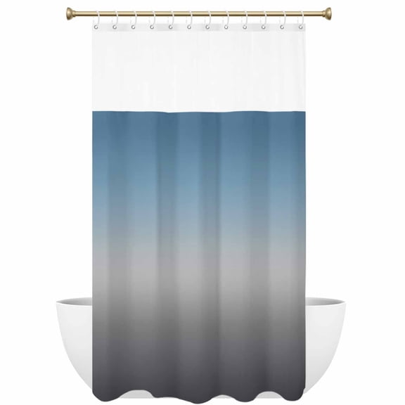 Blue Gray Shower Curtain with See Through Top Window Gradient Waterproof Fabric Shower Curtains for Bathroom with 12 Hooks Hotel & Spa Decor 48x72 inches
