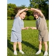 thumbnail image 4 of Cenuakty Toddler Boys 6M-4T Summer Outfits Sun Embroidery Stripe Buttons Short Sleeve T-Shirts Elastic Waist Shorts 2Pcs Clothes Set, 4 of 9