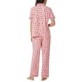 thumbnail image 3 of LANBAOSI Womens Pajama Set Short Sleeve Love Heart Print Comfy Button Down Shirt and Pants 2Pcs Sleepwear, Size L, 3 of 6