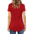 thumbnail image 4 of Giftesty Womens Plus Size Women Tops V-neck Cross Collar Soild Short Sleeve T-Shirt Blouse, 4 of 7