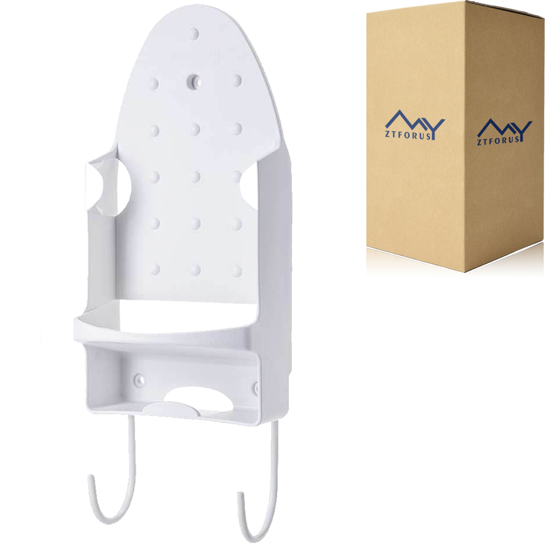 Iron Holder Wall Mount with Ironing Board Hanger, Heat Resistant Iron