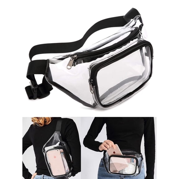 2 Pack Clear Fanny Pack Waterproof Cute Waist Bag Stadium Approved Clear Purse Transparent Adjustable Belt Bag for Women Men