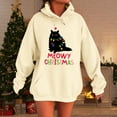thumbnail image 2 of Tiweut Womens Christmas Hoodies Hoodies Santa Cat Printed Sweatshirt Long Sleeve Hooded Loose Fit Pullover Regular Tops Beige,L, 2 of 4