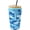 Blue Shark Print, variant on Reusable Insulated Neoprene Iced Coffee Sleeves for Iced Coffee Cups, Coffee Coolies sleeves for Iced & Hot Drinks Pink Rose on Mint Green,M(22-24oz)