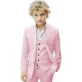thumbnail image 5 of Boys Linen Suit Set Boys Summer Beach 3 Pieces Slim Fit Kids Tuxedo Suit Blazer Vest Pants Suit, 5 of 8
