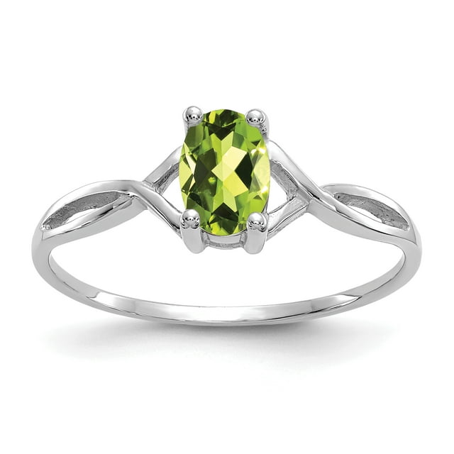 14k White Gold Peridot Birthstone Ring August