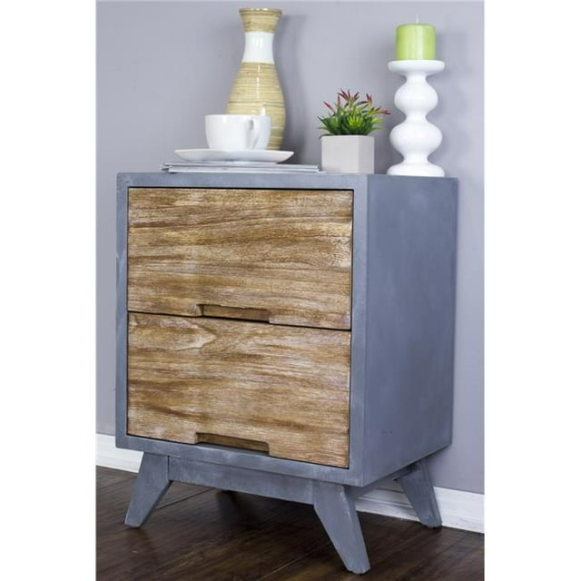 Heather Ann Creations W191349-2020A Carter 2-Drawer Accent Cabinet - Gray with Distressed Wood