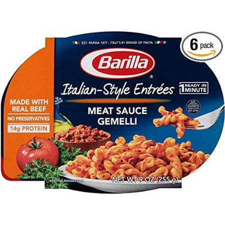 6 PACKS : Barilla Italian Entrees, Meat Sauce Gemelli, 9