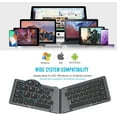 thumbnail image 4 of KOMI Foldable Bluetooth Keyboard, Portable Wireless Rechargeable Keyboard, Ultra Slim Ergonomic Folding Keyboard Compatible with iOS, Android and Windows Tablet/Smartphone/Laptop Devices, Silver Gray, 4 of 5