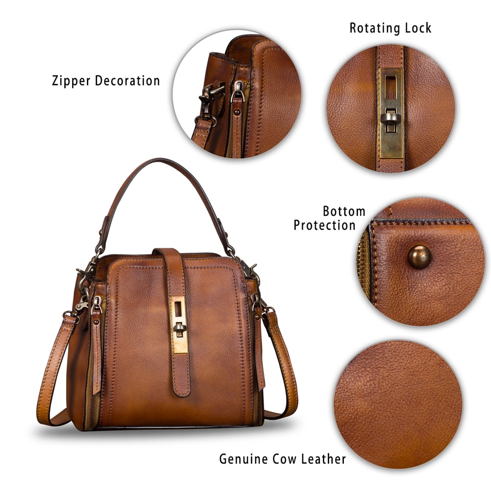 Genuine Leather Purses and Handbags for Women Vintage Crossbody Shoulder Bag