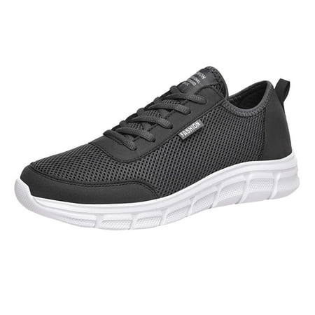 

PEASKJP Men s Fashion Dress Sneakers Mesh Breathable Oxfords Business Casual Walking Shoes (Dark Gray 9)