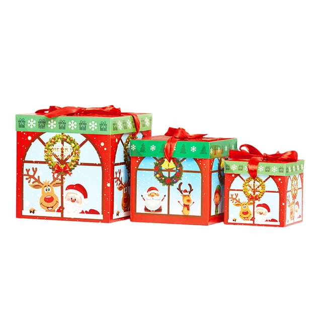 Toystoory Juego de cajas de papel cubiertas, versátil, festiva, duradera, decoración navideña, tapa de caja festiva Kits de decoración para fiestas tipo+2