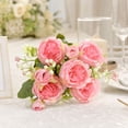 thumbnail image 4 of Artificial Persian Rose Bouquet with 5 Large Blooms and 4 Buds, 12.6 Inches, Pink, for Home Decor and Wedding Decoration, 4 of 5