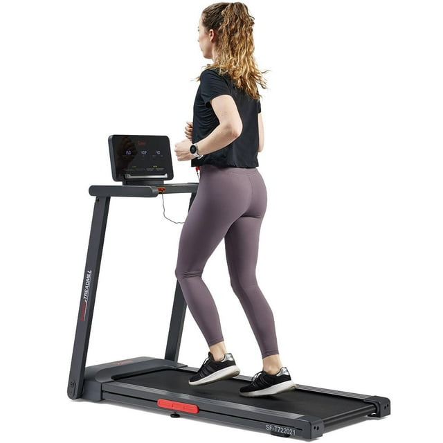 Sunny Health & Fitness Interactive Slim Folding Treadmill with Advanced Brushless Technology, Enhanced Stabilization, Exclusive SunnyFit App Bluetooth Connectivity