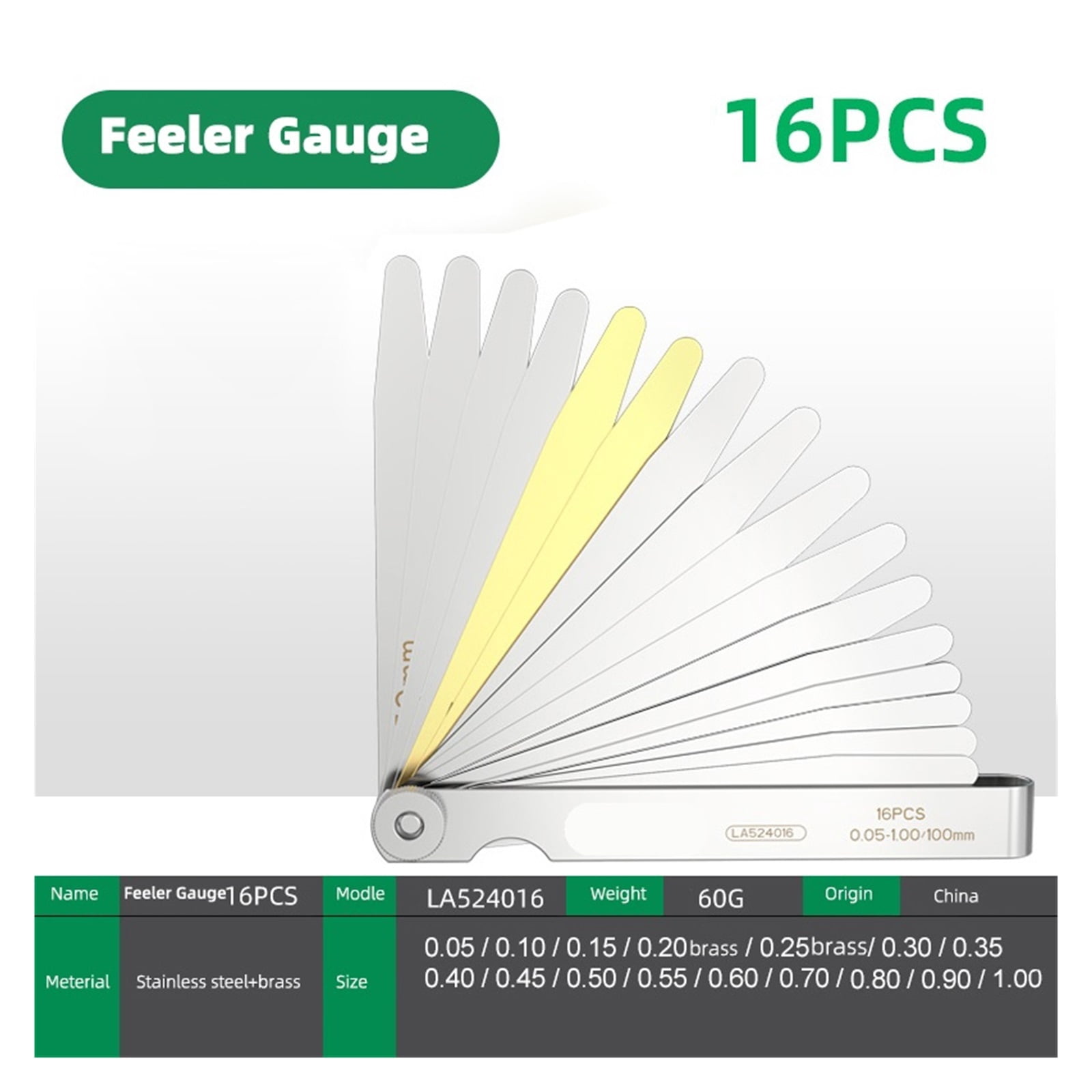 Feeler Gauge Metric Size 0.02-1mm Thickness Gauge Set Valves Foliage of Valves Gap For Measurement Probe Gap ,Corrosion-Resistant