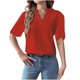 thumbnail image 1 of Mujeres Manga Corta de Verano Tops Suelto Color Sólido Cuello en V Casual Top, Blusa de Poliéster para las Mujeres, Lavado de Manos Primavera Y Moda de Verano, 1 of 7