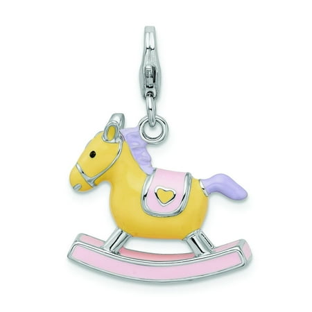 3-D Rocking Horse Clip-On Charm in 925 Sterling Silver