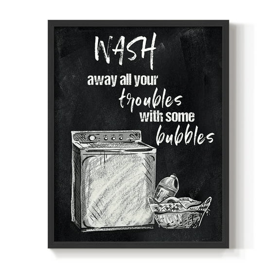 Wash Away Your Troubles Framed Print in Black Solid Wood 8 x 10 Framed Print