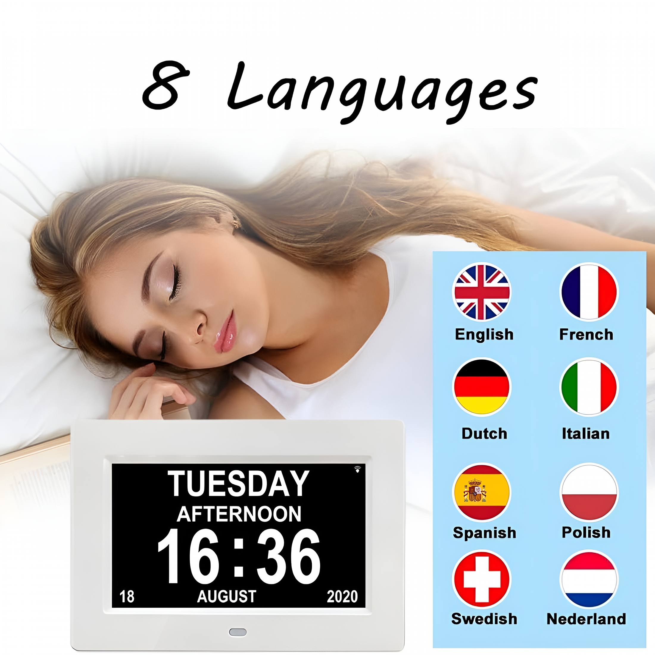 DESIGNICE Clock with Day and Date for Elderly,Clocks for Seniors,Dementia Clock,Digital Calendar Clock