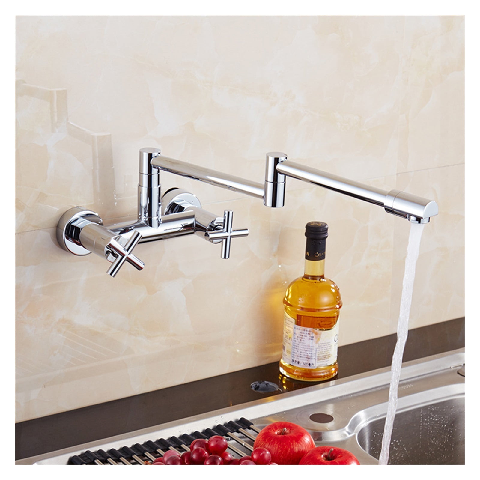 Copper Chrome-plated Folding Into The Wall Kitchen Faucet Universal Swivel Hot And Cold Vegetable Basin Faucet Sink Bathtub Faucet