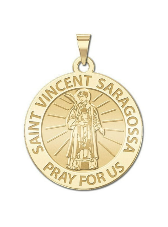 Picturesongold.Com Saint Vincent of Saragossa  - 1 inch Size of a Quarter -Solid 14K Yellow Gold
