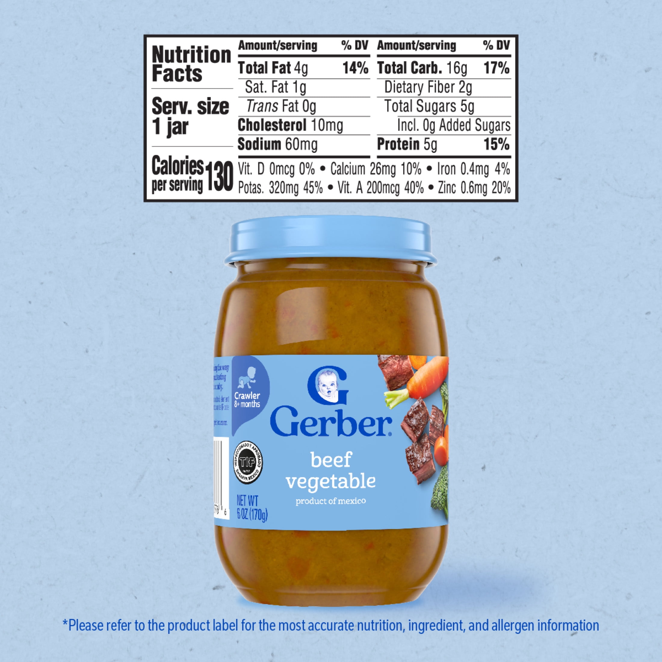 (12 pack) Gerber 3rd Foods Mealtime for Baby Baby Food, Beef Vegetable, 6 oz Jar