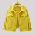 thumbnail image 2 of Women's Jackets Fall Jacket Women's Fashion Casual Colorful Solid Size Large Pocket Button Denim Coat Women's Short Coat, 2 of 7