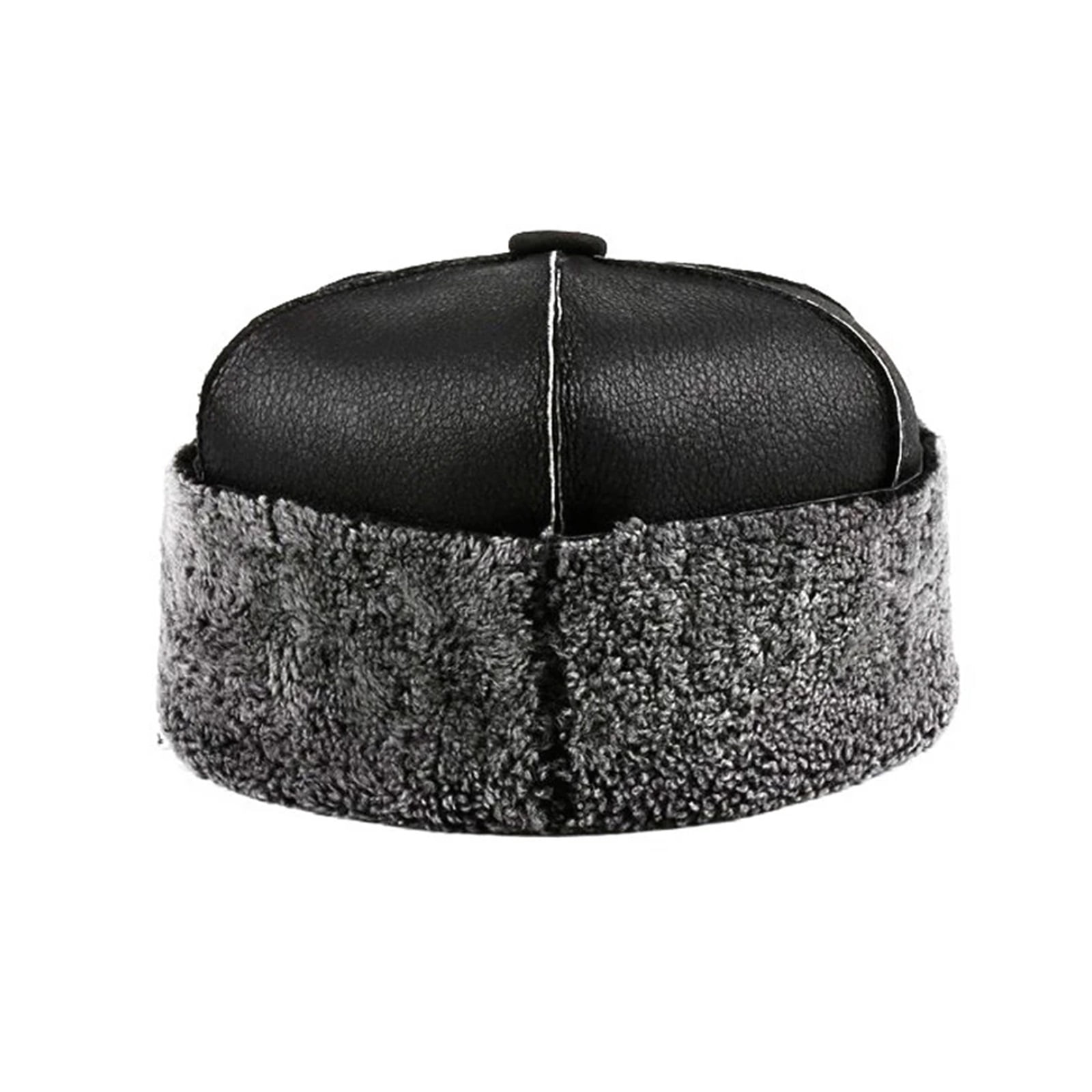 Winter Genuine Leather Hat Fur Integration Sheepskin Bomber Cap For Elderly Velvet Thermal Watermelon Bonnet Landlord Hat ,Durable Quality