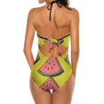 thumbnail image 3 of Maillot de Bain une Pièce Col en V Profond Pastèque Monokini Plage Fruit Pastèque, 3 of 5