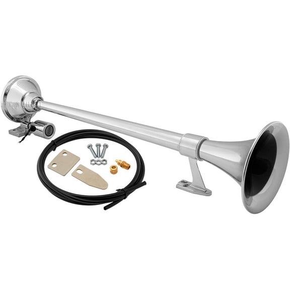 Vixen Horns Train Horn for Truck/Car. Air Horn Chrome Plated Single Trumpet. Super Loud dB. Fits 12v/24v Vehicles like Semi/Pickup/Jeep/RV/SUV VXH1164