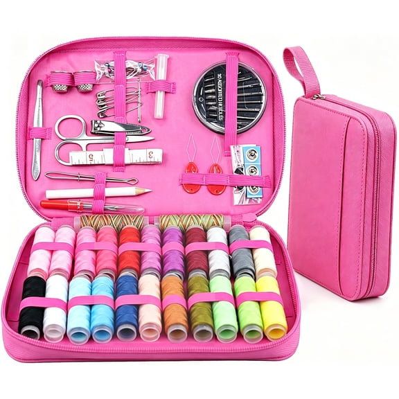 97-Piece Home Sewing Kit, Portable Travel Sewing Tool Set, 24 Spools of Multicolored Cotton Thread, Large-Capacity Mending Tool Box, Travel Alteration, Button-Sewing, and DIY Tool Kit