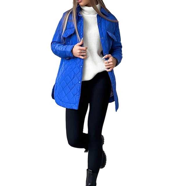 Txlixc Chaqueta acolchada para mujeres con cinturón ligero, cómodo, cálido, de manga larga de una sola fila Txlixc moda