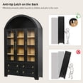 thumbnail image 5 of DTTRA 72.8" Tall Arched Kitchen Pantry Cabinet with 3 Glass Doors and 4 Drawers, Black, 5 of 8