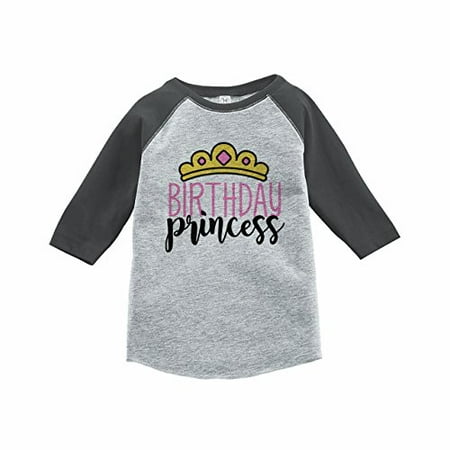 

7 ate 9 Apparel Girl s Princess Birthday Grey Baseball Tee