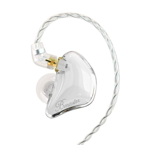 BASN Bmaster Triple Haut-Parleurs Écouteurs Intra-Auriculaires avec Deux Câbles Détachables Adaptés pour Ingénieur Audio, Musicien (Blanc)