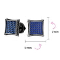 thumbnail image 4 of Bling Jewelry Mens Square CZ Stud Earrings for Men Black Blue White Sterling Silver 9MM Screw Back, 4 of 6